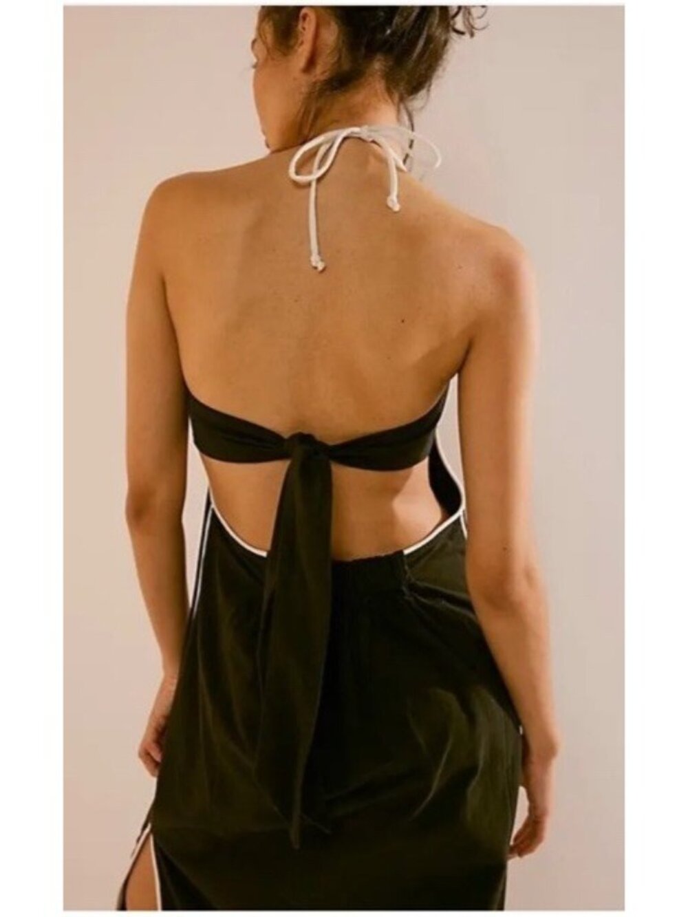 Free People Summer In Capri Halter Slit Side Midi Dress Womens Size XL Black NWT - Picture 9 of 16